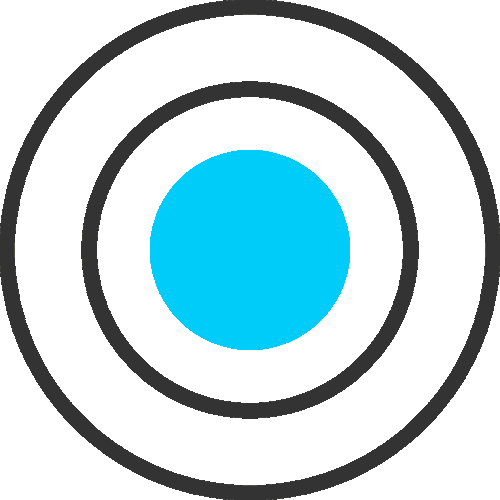 Blue circle with dual black rings of different size